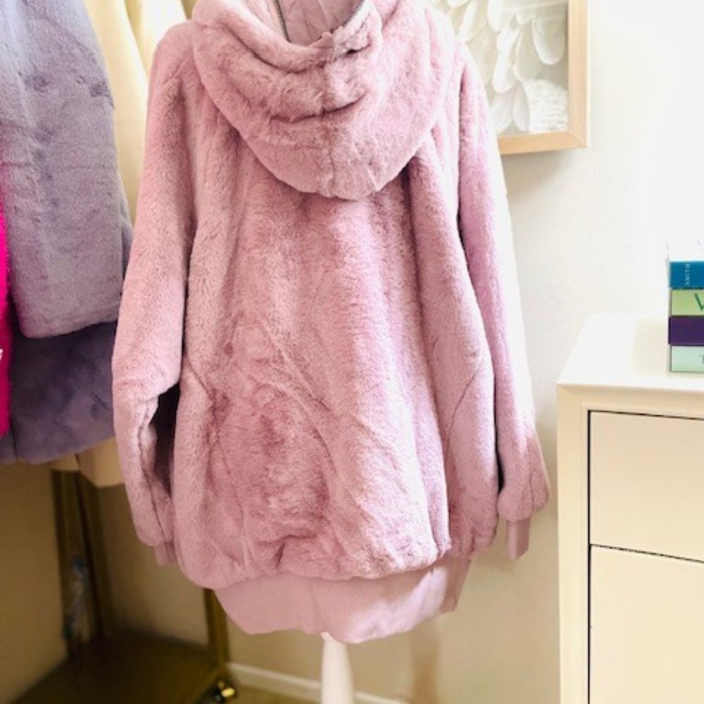 Free People Mauve Turn Up Fleece Zip Hoodie - Picture 5 of 8